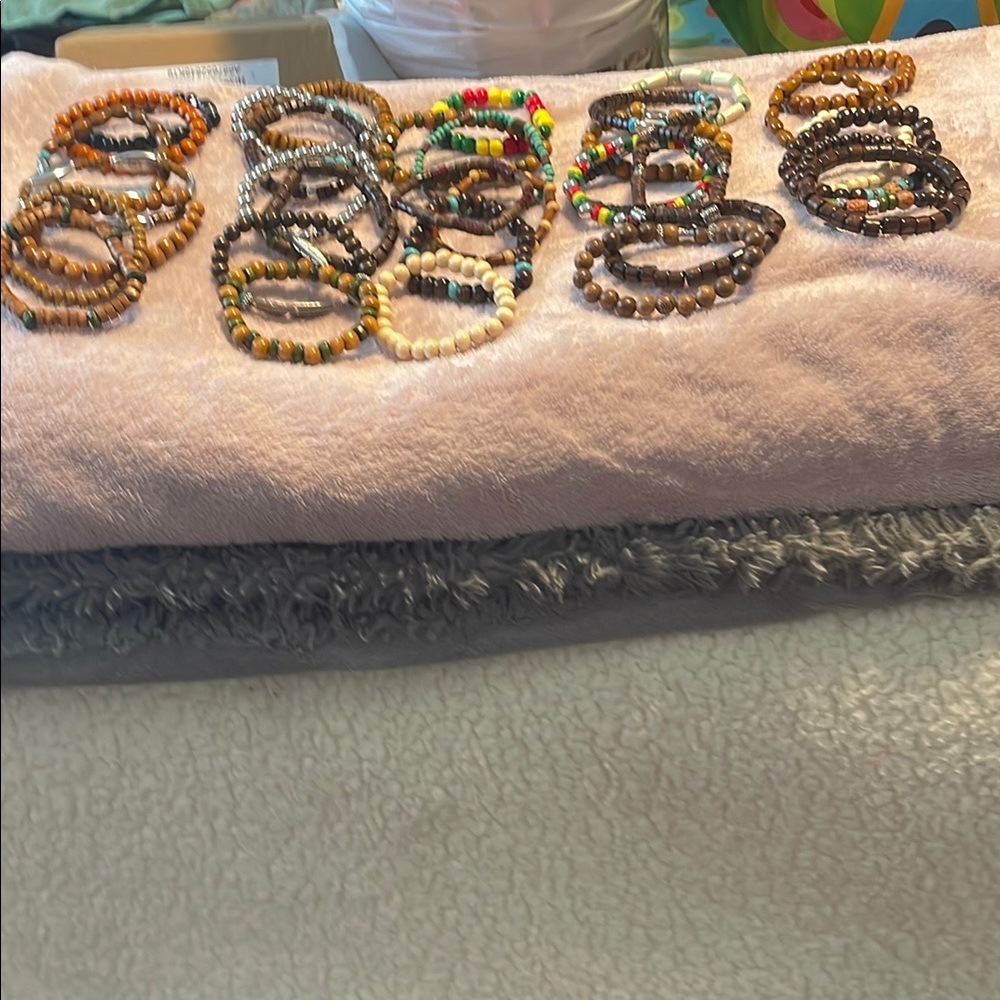 Source Unknown Brown Beaded Stretch Bracelets